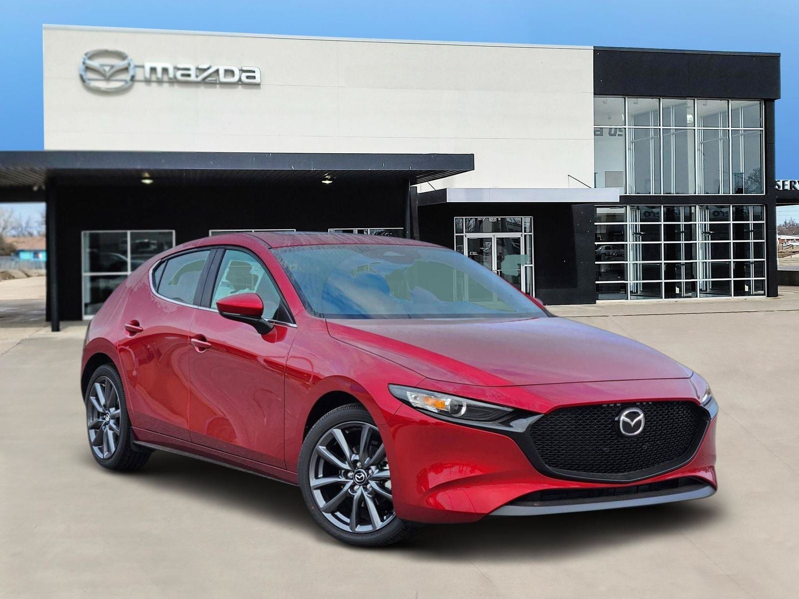 2026 Mazda Mazda3 Hatchback PREFERRED in Soul Red Crystal Metallic — front three-quarter view