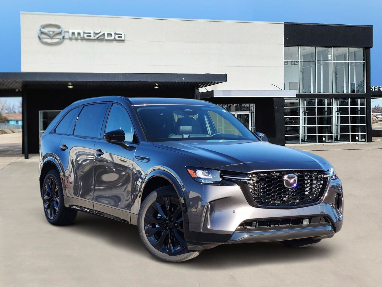 2026 Mazda Mazda CX-90 3.3 Turbo S Premium in Machine Gray Metallic — front three-quarter view