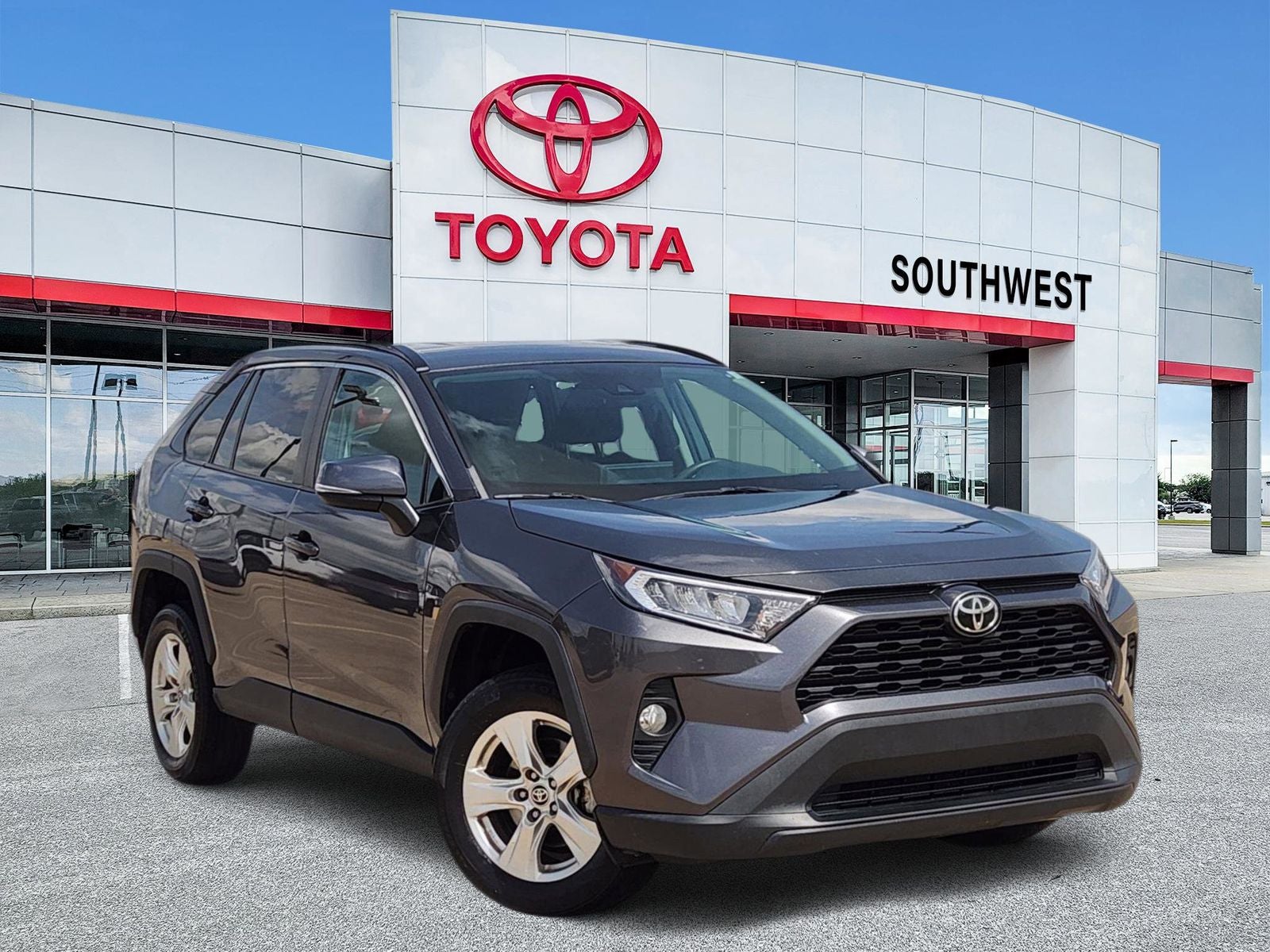 2021 Toyota RAV4 XLE in Magnetic Gray Metallic — front three-quarter view