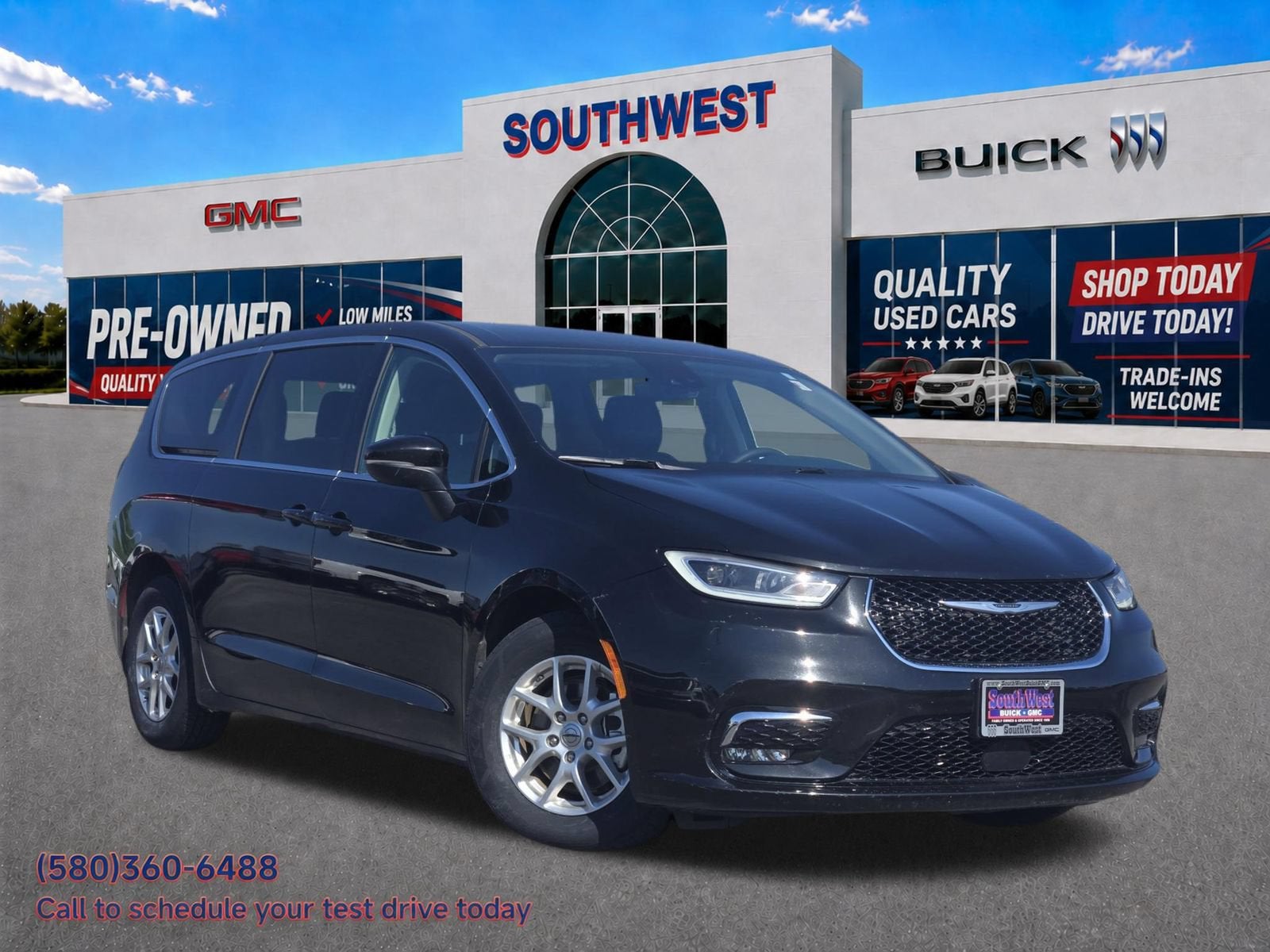 2023 Chrysler Pacifica Touring L in Black — front three-quarter view